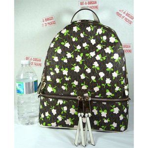 Michael Kors Rhea Zip Medium Leather MK Signature Backpack School Bag